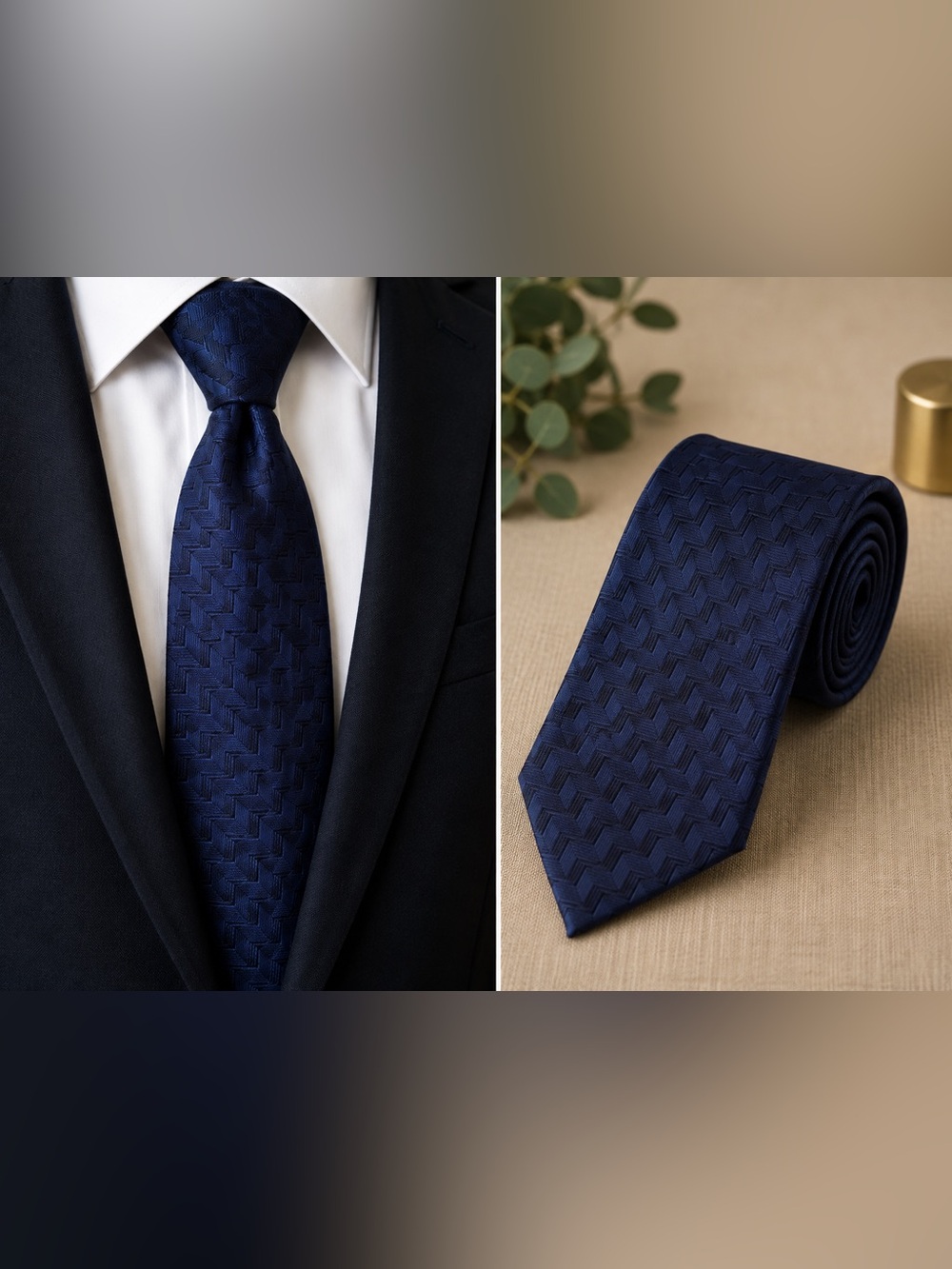 Alfani Men’s Navy Blue Geometric Silk Tie